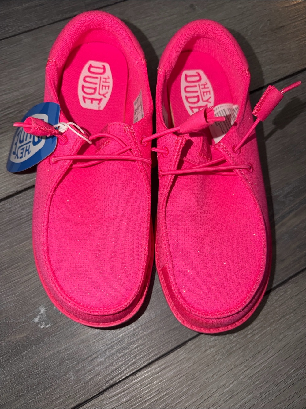 NWT Hey Dude Electric Pink Wendy Funk Mono Slip-On Sparkle Shoes 7